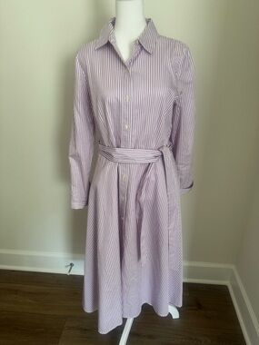 Classic Stripe Shirt Dress - Lavender/White